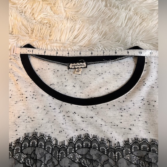 Ladies Eyeshadow Top in White with black splatter & lace Sz x-large - Picture 3 of 10